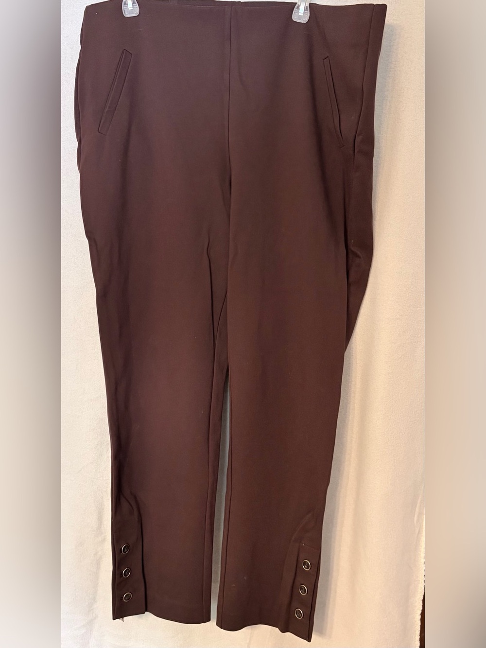 Chico's Chocolate Brown Ankle Pants with Button Cuffs
